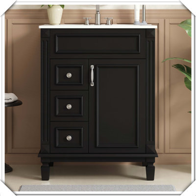 Modern Bathroom Vanity With Ceramic Sink Drawers Adjustable Shelf