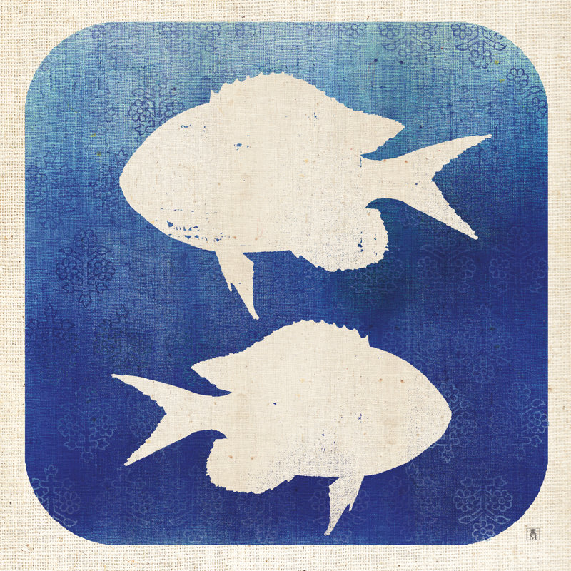 Watermark Fish 1 Piece Wrapped Canvas Painting, 51cm H x 51cm W