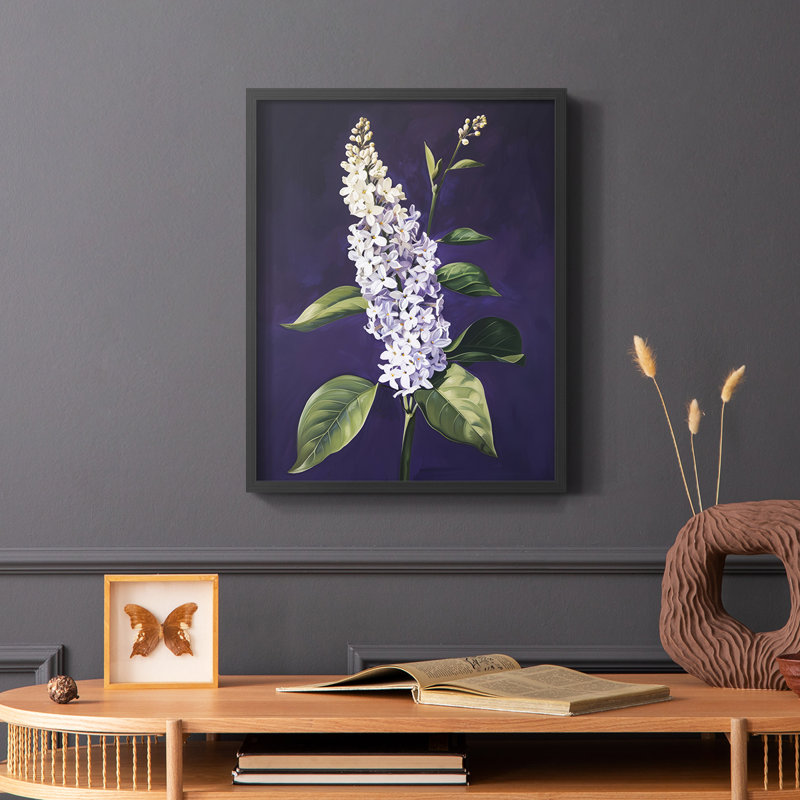 Série FLORAL CCXIX - Impression encadrée de qualité supérieure - Prêt à accrocher - Aucun clou requis, Noir, noir, noir, noir