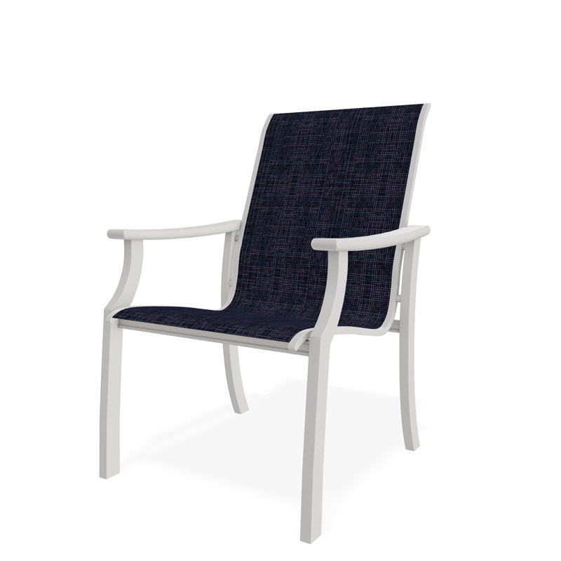 St. Catherine Polymer Outdoor Lounge Chair, Snow, Moments Navy