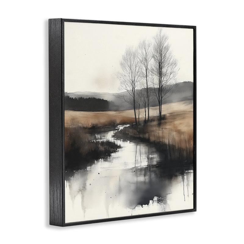 Estampe numérique sépia de campagne encadrée, design par Annabelle Hall, H 30 po x l 24 po, Giclée encadrée noir minuit