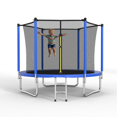 Trampoline certifié ASTM avec filet de sécurité, échelle en acier galvanisé, trampoline de jardin robuste pour enfants adultes