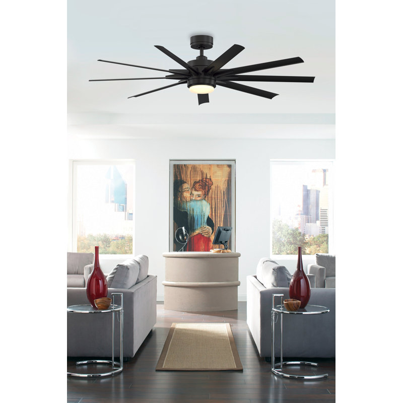 Odyn Indoor/Outdoor Custom Ceiling Fan DC Motor- Black with LED Light Kit, Black