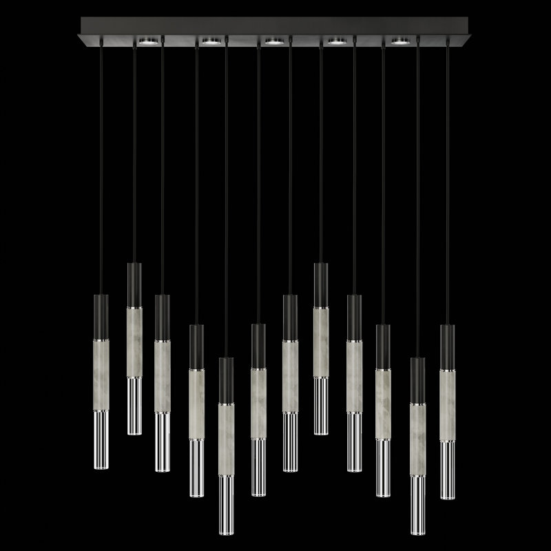 Luminaire suspendu l 61 po Antonia, Fer noir standard / nickel