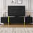 Luxury Fluted TV Stand For Tvs Up To 80 Inches, Modern Entertainment Center With Storage Cabinets & Drawers, Smooth Media Console With Golden Wood Grain Legs For Living Room, TV Stand-706604250