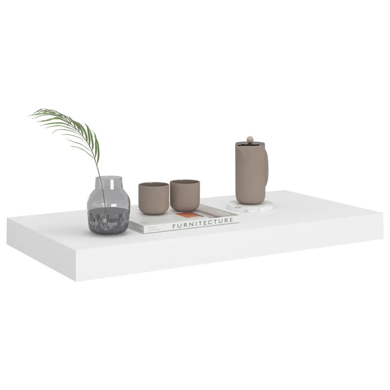 Artamas Floating Shelf, 3.8cm H x 23.5cm W x 90cm D, High Gloss Grey