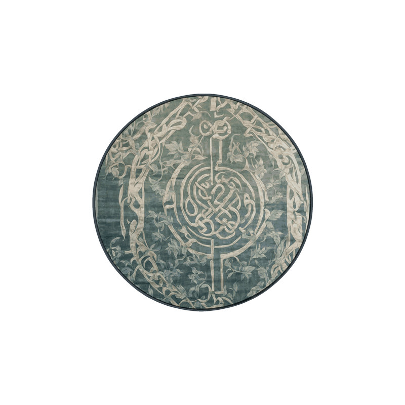 Tapis gris lavable à la machine, Rond 4 pi