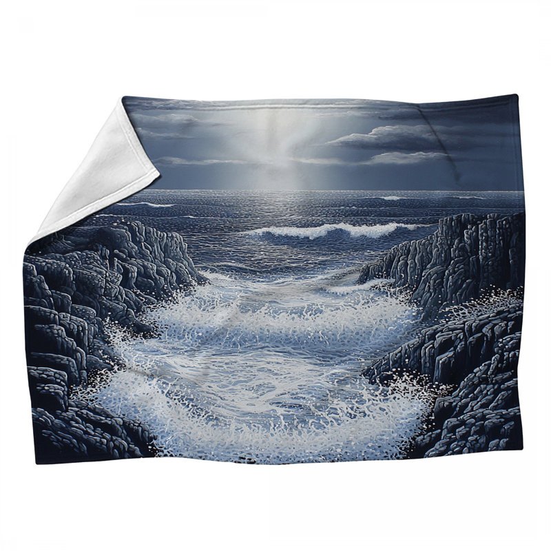Jeté en molleton Ocean Waves - Jetés marin pour canapés ou lits, L 80 po x l 60 po