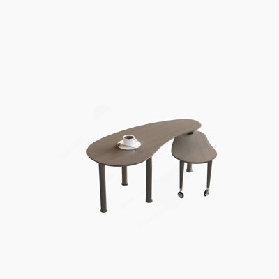 Table basse rotative contemporaine avec pieds en bois d'hévéa massif, table basse rotative à 360 degrés avec plateau brun en placage de grain de bois pour le salon, la chambre à coucher