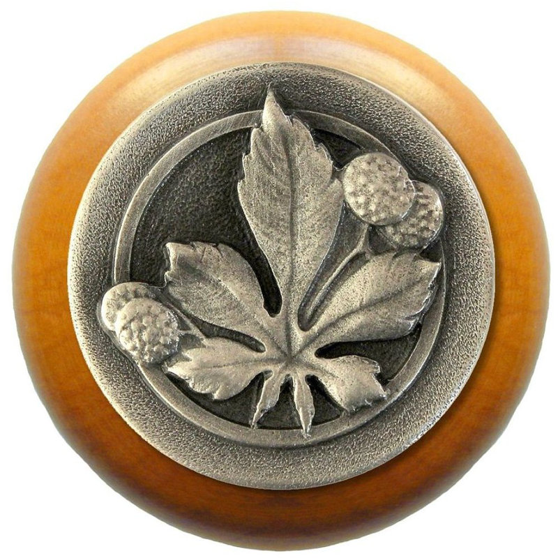 Horse Chestnut Mushroom Knob, Antique Pewter / Maple