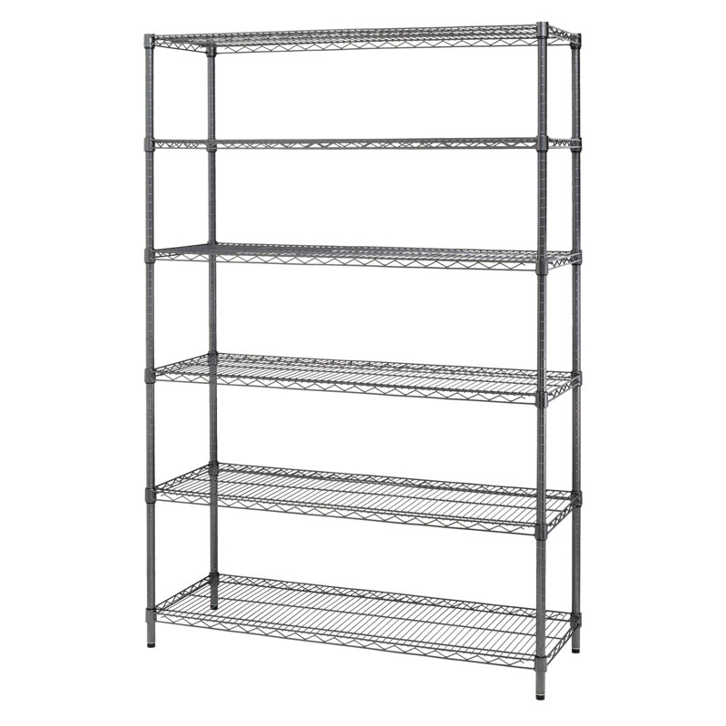48'' Black Anthracite Steel 6-Shelf Wire Shelving Unit