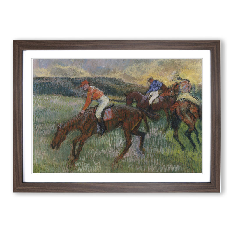 Three Jockeys by Edgar Degas - Picture Frame Painting, Walnut, 36cm H x 48cm W x 2cm D