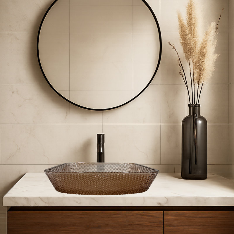 16" AquaLuxe Glass Vessel Sink, Brown