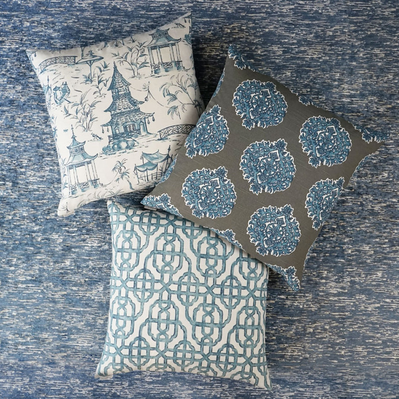 Pagodas Square Pillow Cover & Insert, 24"H x 24"W