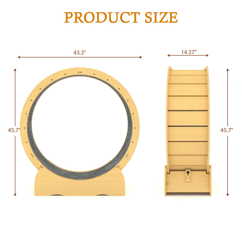 Roue d'exercice moderne en bois pour chat, 46 po