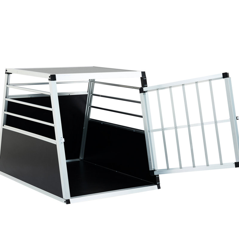 Boîte de transport pour chat en aluminium noir et argenté 35 25 27 po, stable, facile à nettoyer, boîte pour chien de haute qualité, structure simple