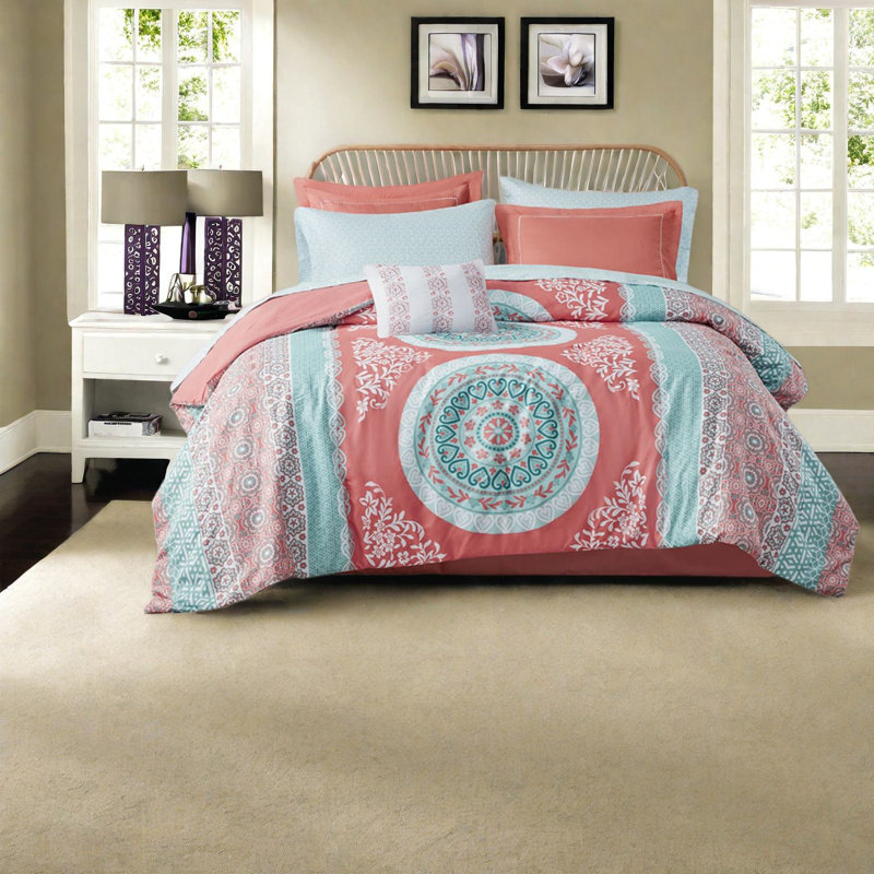 Ensemble complet de literie pour grand lit, décoration de chambre en polyester corail Boho