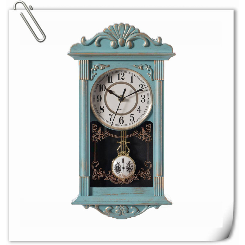 Pendule rétro d'aspect bois, Vert