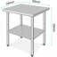 Table en acier inoxydable, avec tablette inférieure réglable