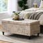Lin beige avec tache cachée - Décoration contemporaine de style français en bois, assise pratique, finition de cadre, banc de rangement multifonctionnel pour la maison