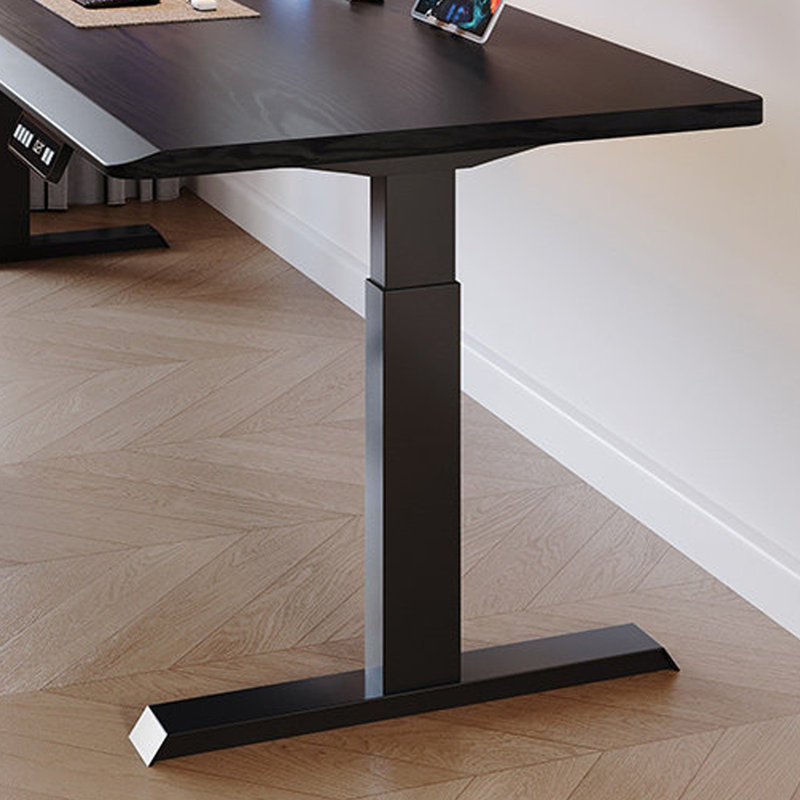 Bureau rectangulaire en bois massif noir, 28.35"H×86.61"L×23.62"W