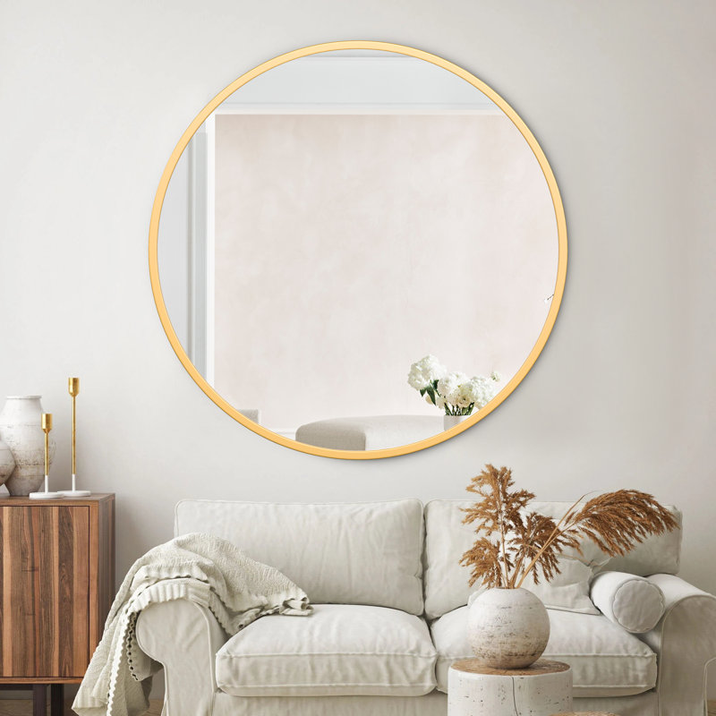 Miroir d'appoint mural Eren, Or, 16 po x 16 po