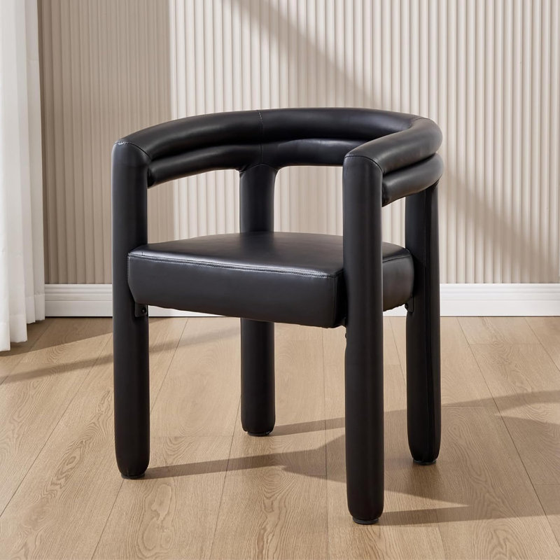 Ensemble de 1 chaise de salle à manger tonneau avec accoudoirs - sans assemblage, Noir