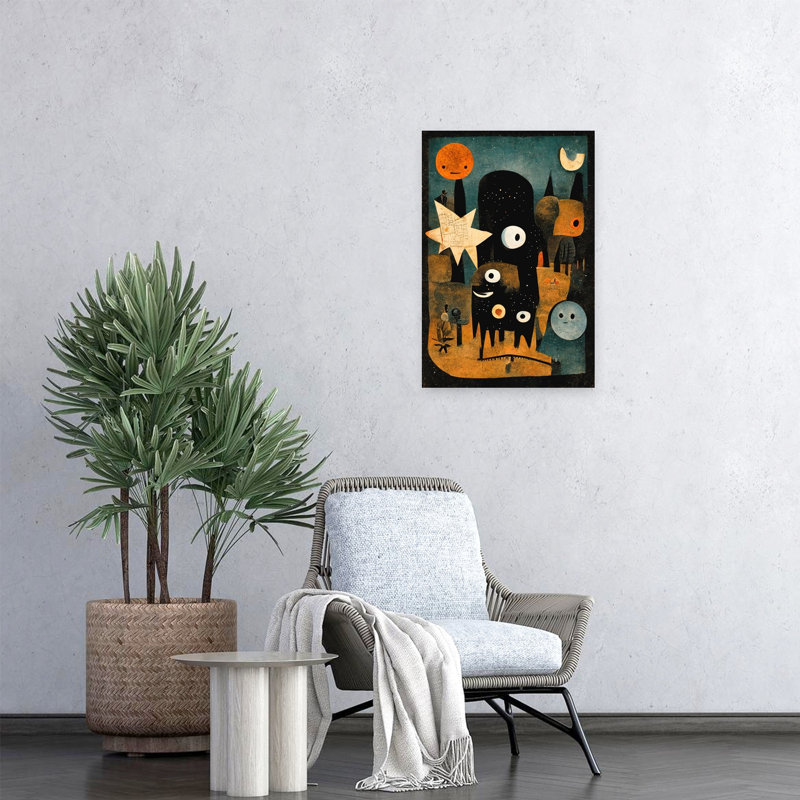 Créatures célestes - Paysage abstrait vintage - Affiche murale nature, 24" H x 16" W