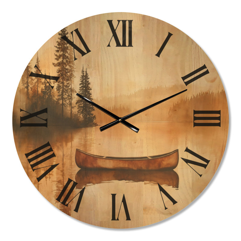 Grande horloge murale en bois pittoresque - Lake Canoe Drifting, Médium