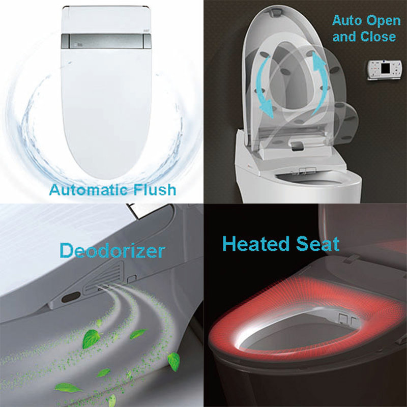 White Ceramic Smart Bidet Toilet with Heated Seat and Auto Flush