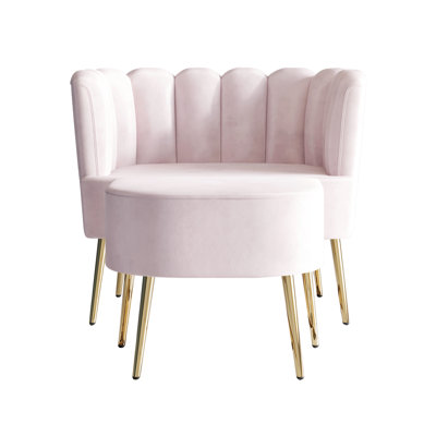 Lashaunta 2 Piece Velvet Barrel Chair Set