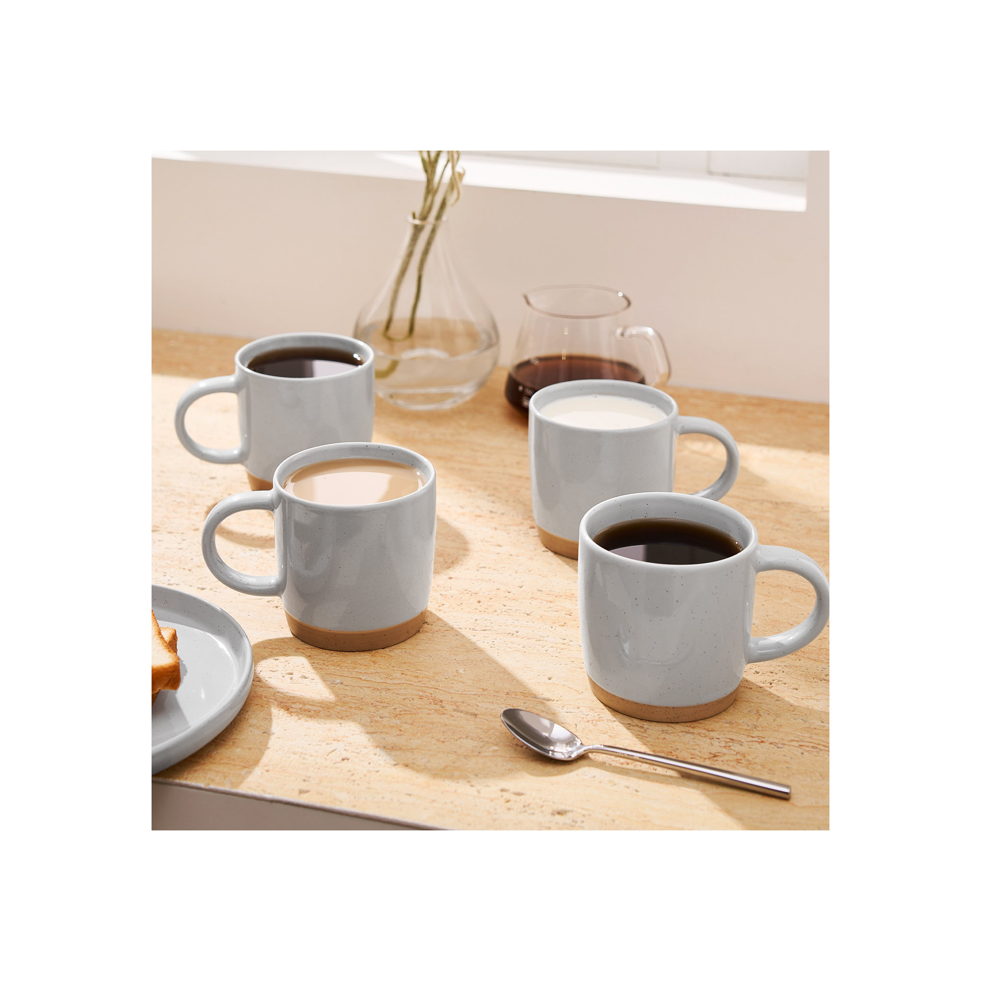 Daytona Stoneware Coffee Mug, Light Gray