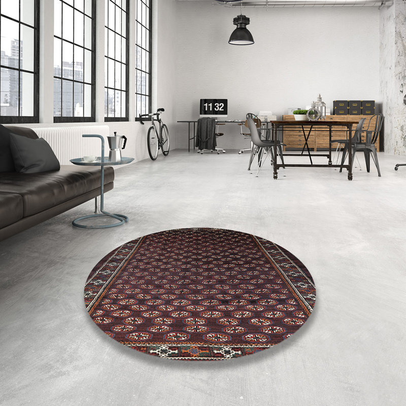 Tapis brun à motif oriental, Rond 3 pi