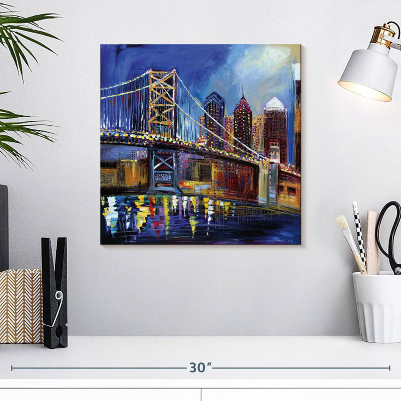 Lilie The Benjamin Franklin Bridge, 16" H x 16" W