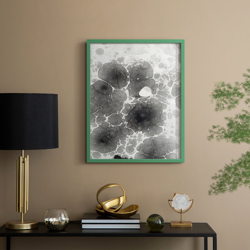 Marbré I, reproduction encadrée - bois massif, H 21 po x l 17 po, Vert