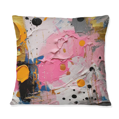 Coussin décoratif imprimé géométrique rose et gris I