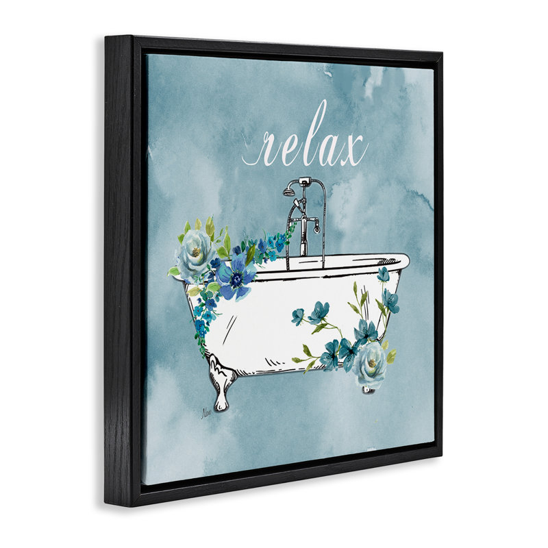 Cadre floral Floral Relax Rules, design par Nan, Cadre flottant noir de jais, H 18 po x l 18 po