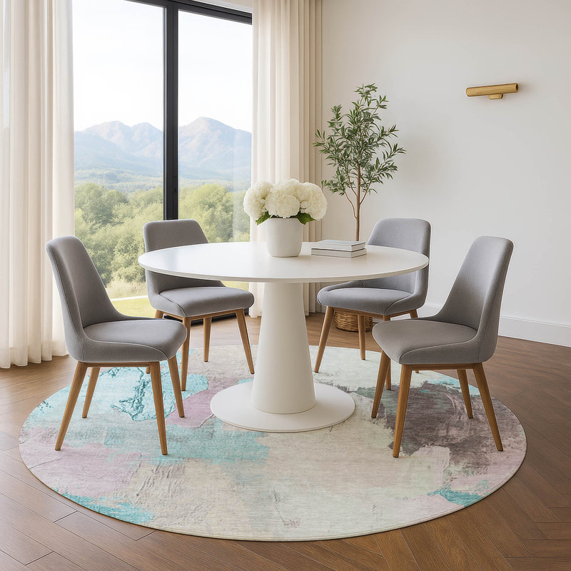 Premium Machine Washable Mouton Abstract Rug, Round 8'