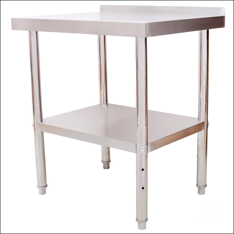 Table de préparation en acier inoxydable avec tablette et dosseret réglables, 30 x 24 x 35 1/2 pouces, capacité de poids de 440 lb pour les cuisines commerciales