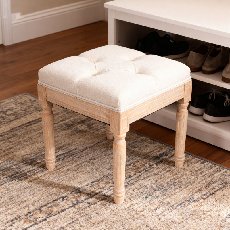 Square Upholstered Rustic Ottoman Bench