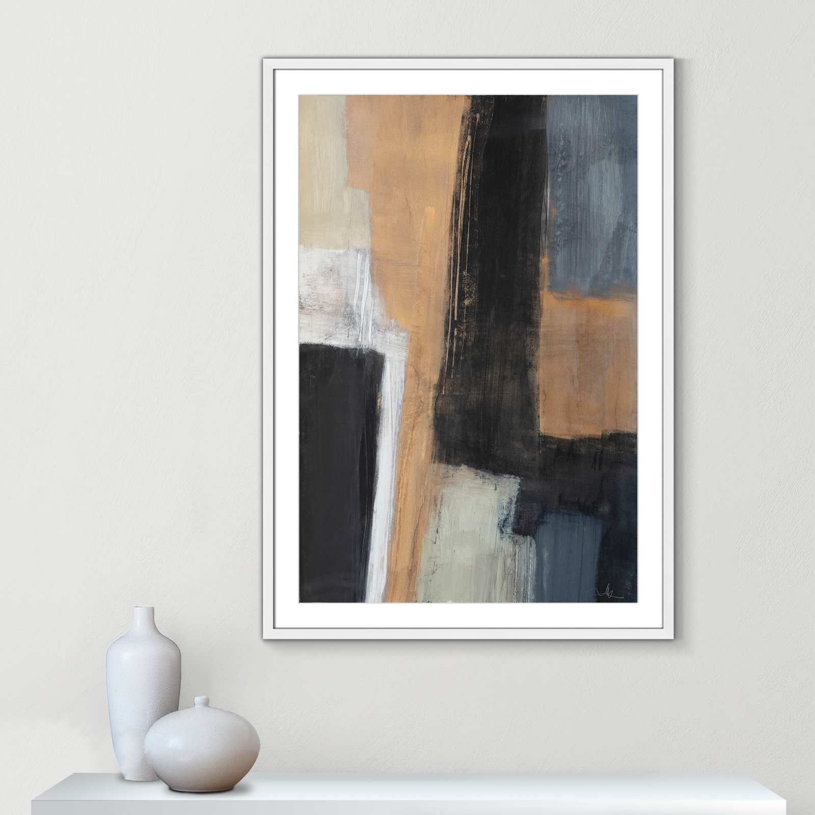 Metallic Slate I by Casa Fine Arts, White Matted Picture Framed, 41.5" H x 29.5" W x 1.25" D