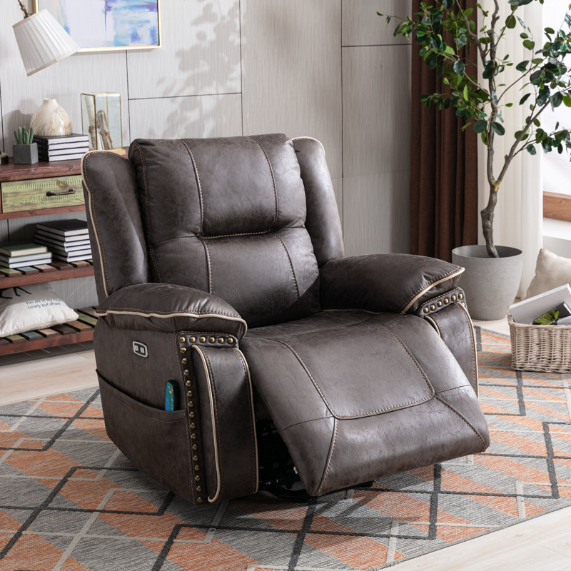 Fauteuil inclinable massant et motorisé Khristina, Similicuir gris
