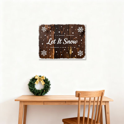 Let It Snow flocon de neige style planche de bois tendue sur toile tendue, décoration de Noël