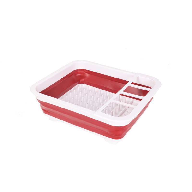 Égouttoir à vaisselle pliable en plastique, Rouge