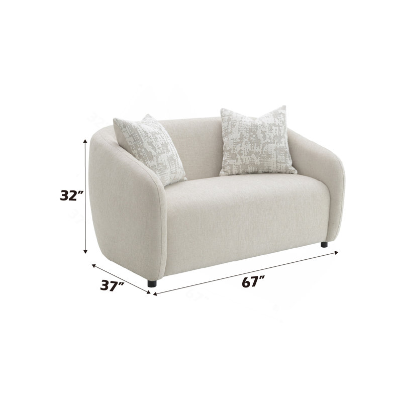 Causeuse en lin beige avec 3 coussins Étienne