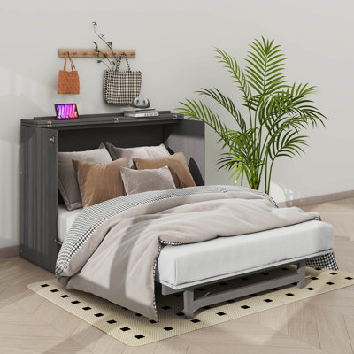 Lit escamotable avec tiroirs spacieux et ports USB pratiques