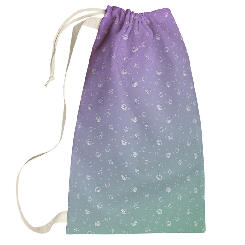 Leffel Fabric Laundry Bag with Handles, Large (76.5" H x 29.5" W x 1.5" D), Purple/Green