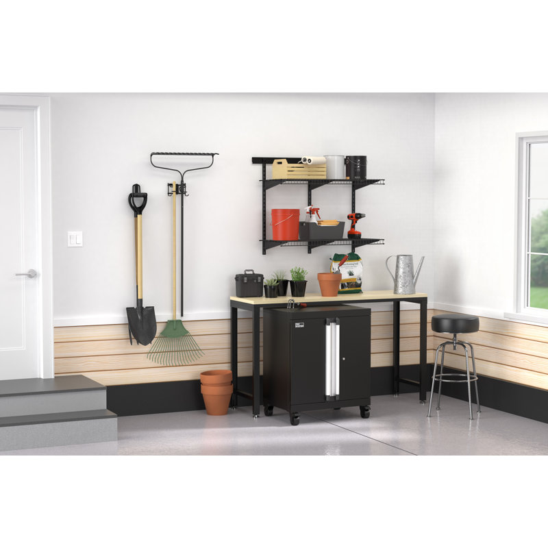 ProGarage 60.6" W Adjustable Height Wood Top Workbench