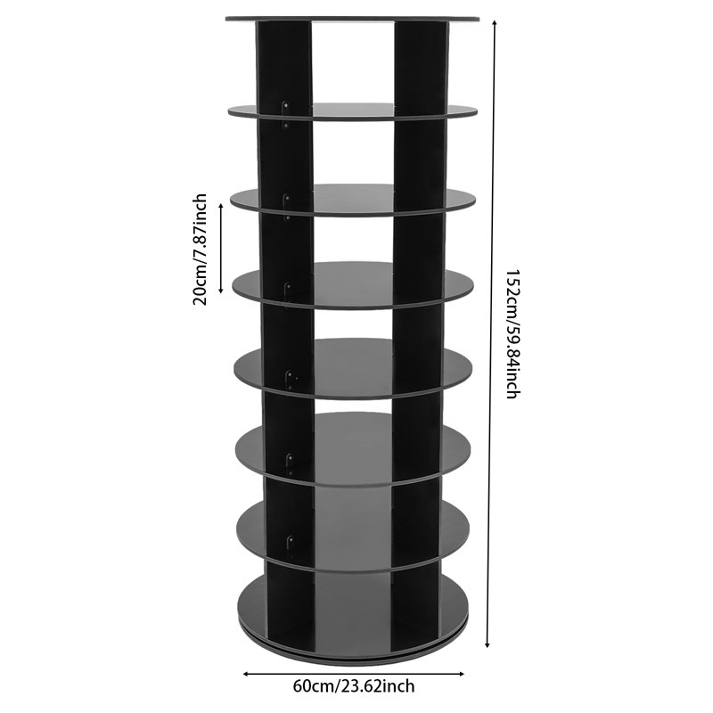 7-Tier 28 Pair Rotating Free Standing Shoe Rack Black