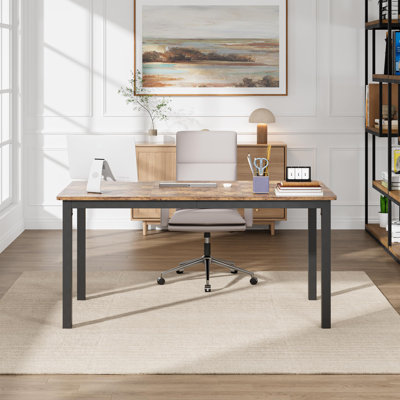 Bureau d'ordinateur 31,5 pouces, grand bureau avec structure en métal noir
